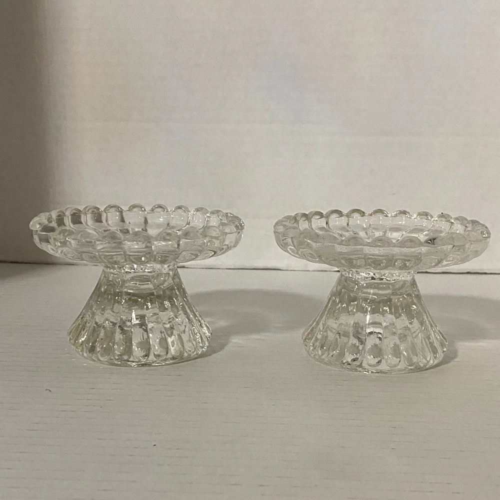PartyLite Glass Candle Holder Set of 2
